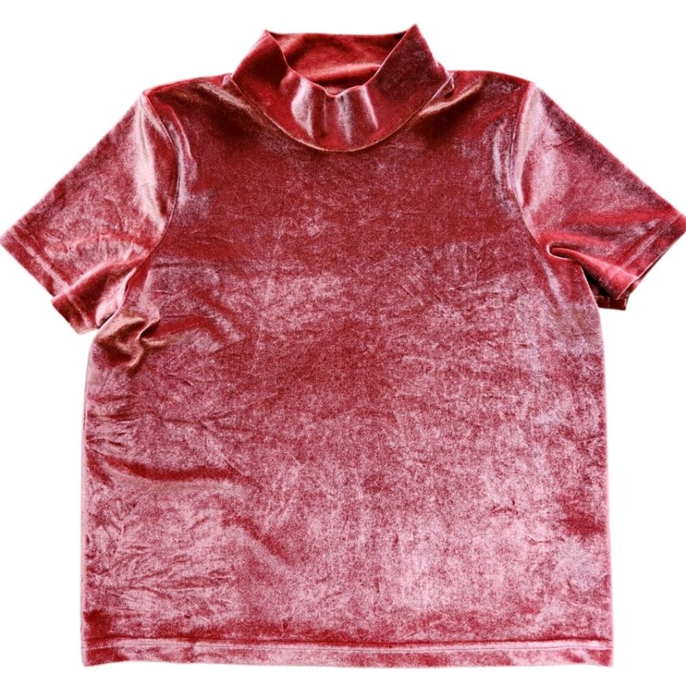Madewell velvet mockneck tee burnished rust size S